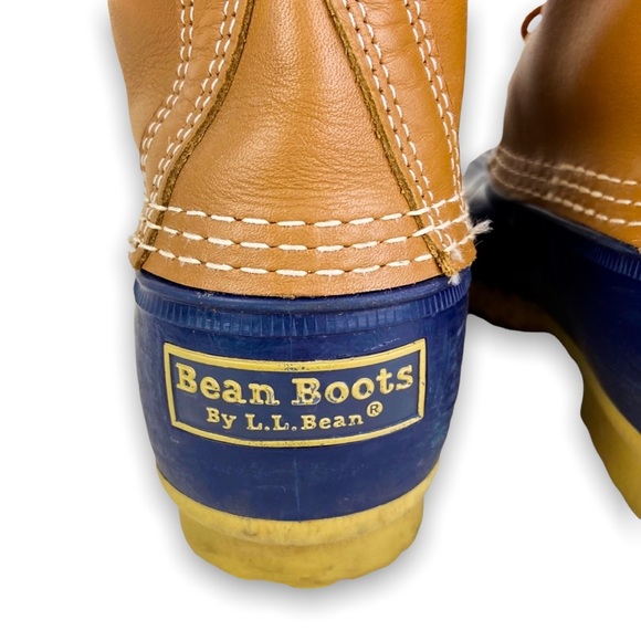 L.L. Bean Classic Tan & Navy Unlined 8" Duck Boots - Picture 6 of 6